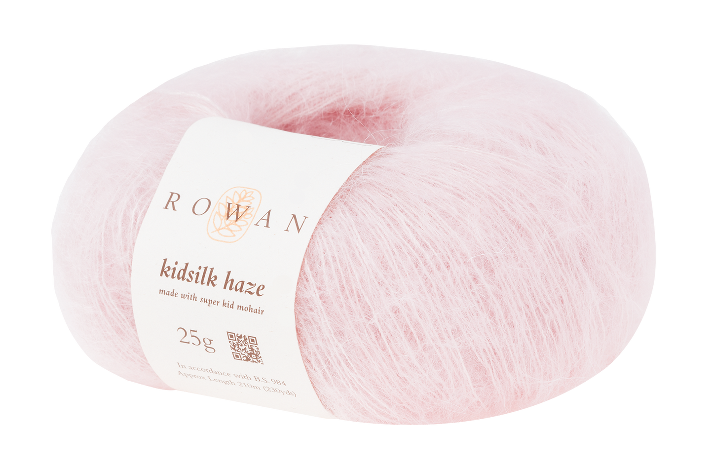 Pink yarn ball with Rowan label on a white background