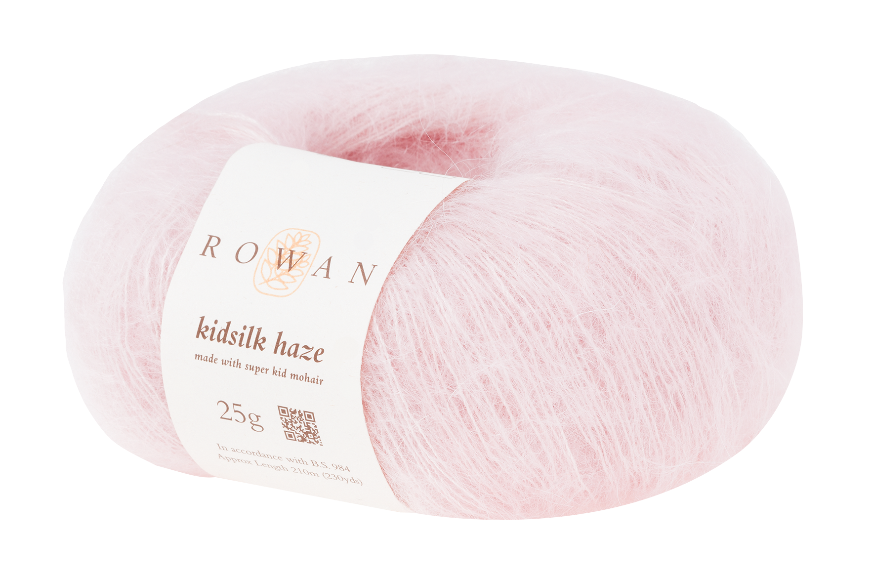 Pink yarn ball with Rowan label on a white background